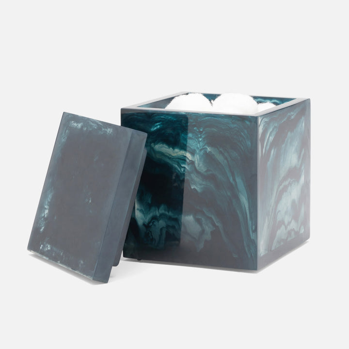 Abiko, Dark Teal, Canister, Square Straight, Large, Cast Resin