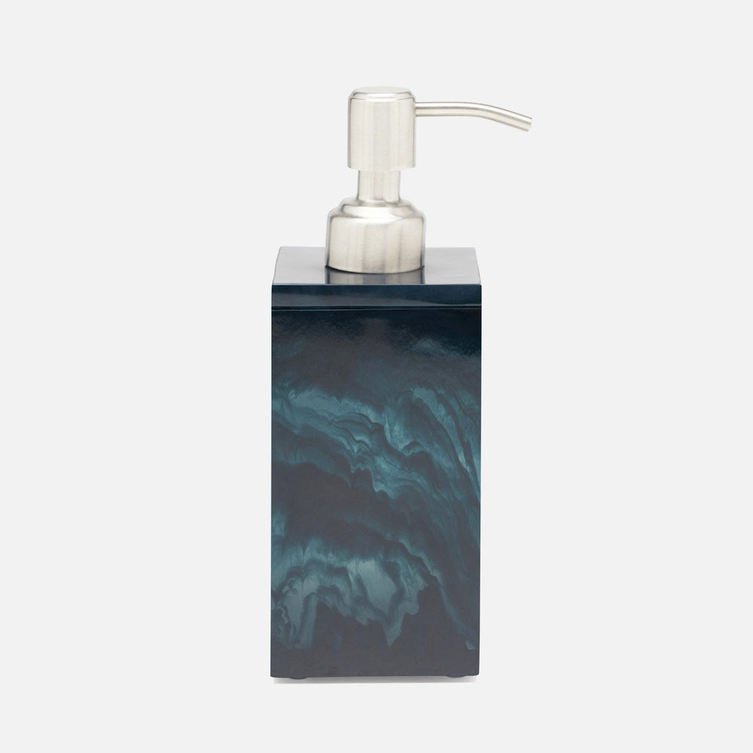 Abiko, Dark Teal, Soap Pump, Square Straight, Cast Resin