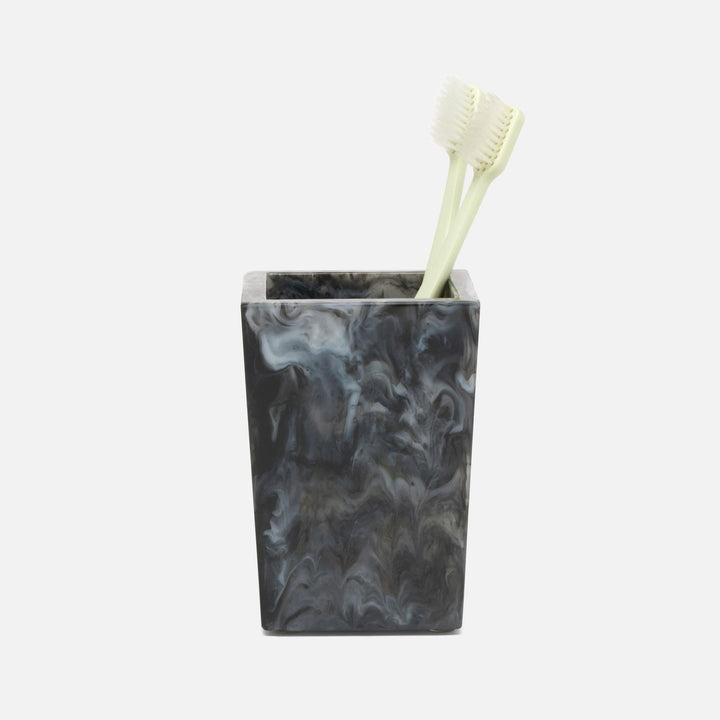 Abiko, Obsidian, Brush Holder, Square Tapered, Cast Resin
