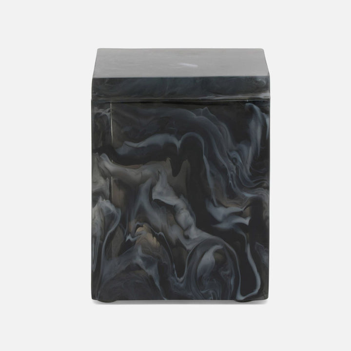 Abiko, Obsidian, Canister, Small, Square Straight, Cast Resin