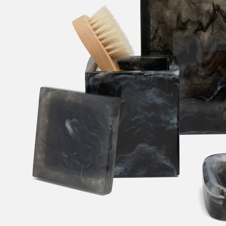 Abiko, Obsidian, Canister, Small, Square Straight, Cast Resin