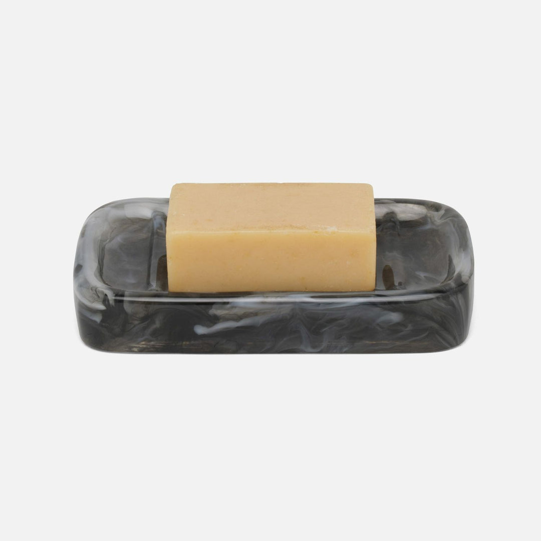 Abiko, Obsidian, Soap Dish W/ Rounded Edges, Rectangular, Cast Resin