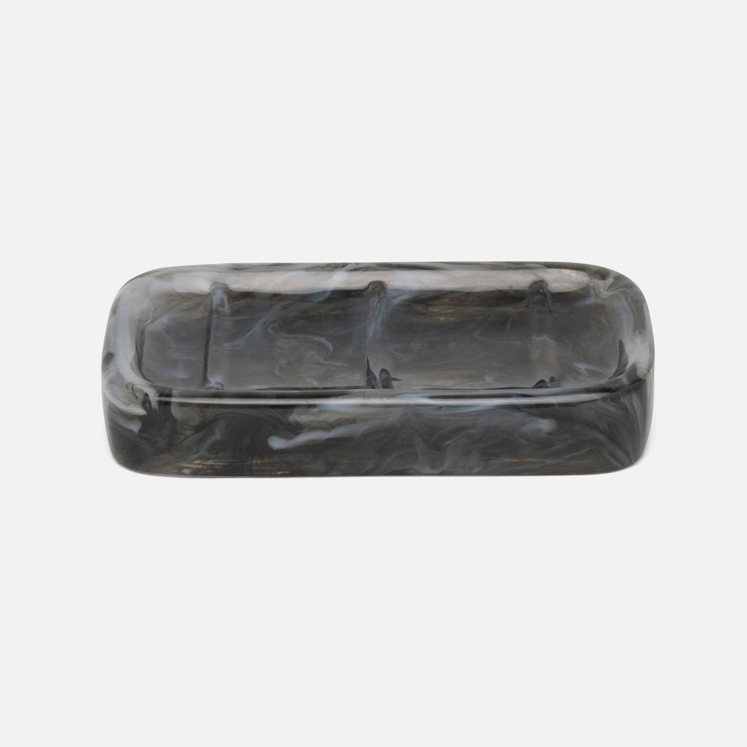 Abiko, Obsidian, Soap Dish W/ Rounded Edges, Rectangular, Cast Resin