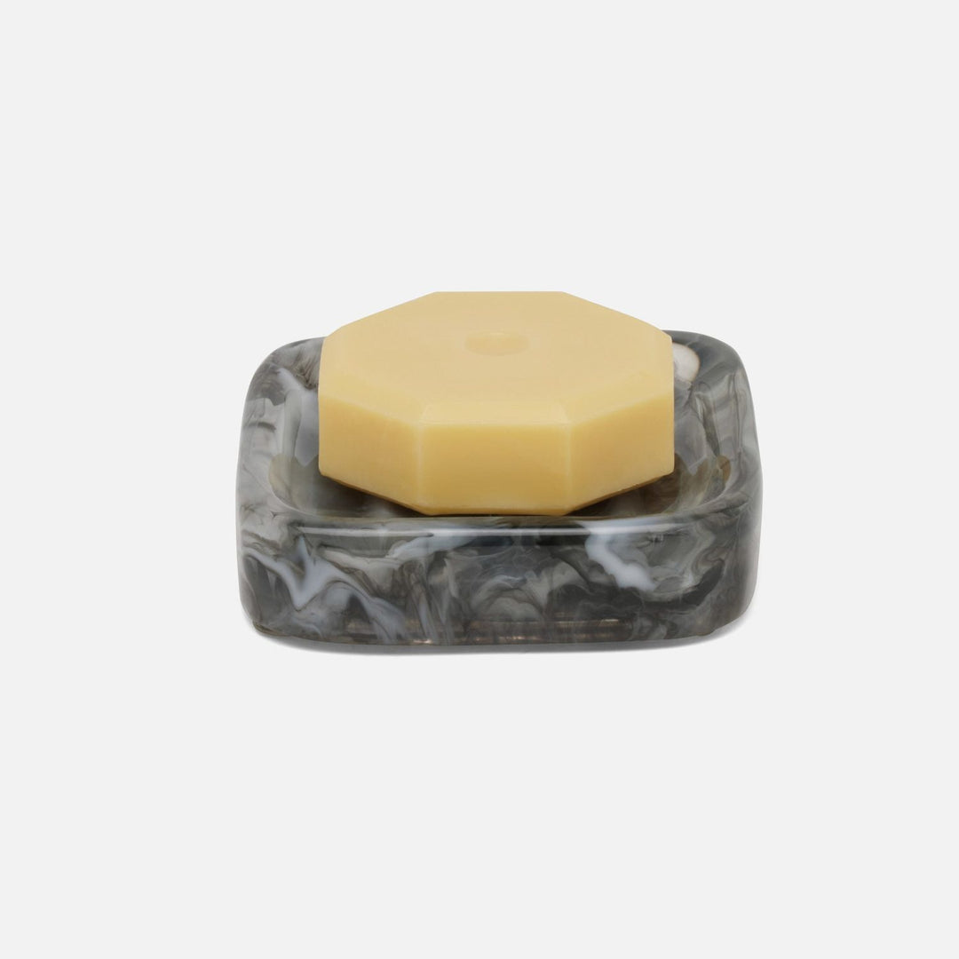 Abiko, Obsidian, Soap Dish W/ Rounded Edges, Square, Cast Resin