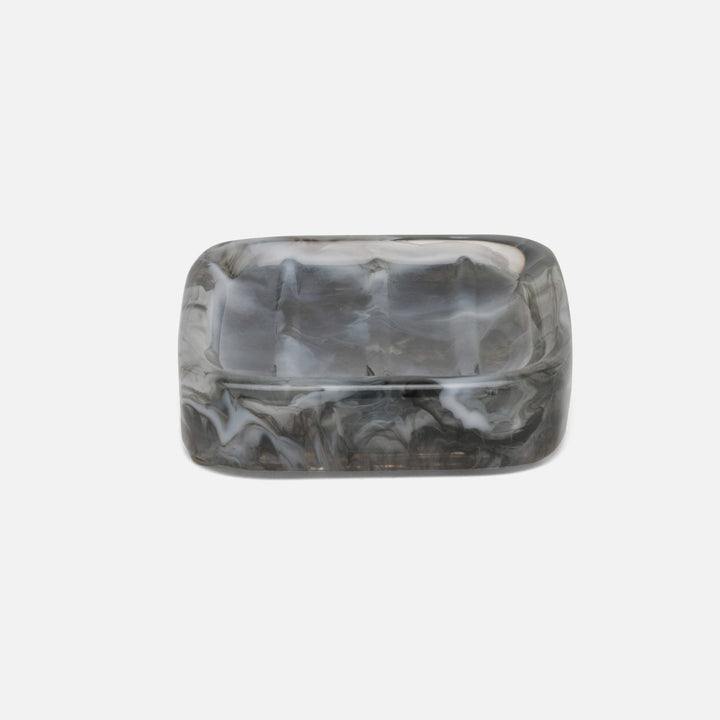 Abiko, Obsidian, Soap Dish W/ Rounded Edges, Square, Cast Resin