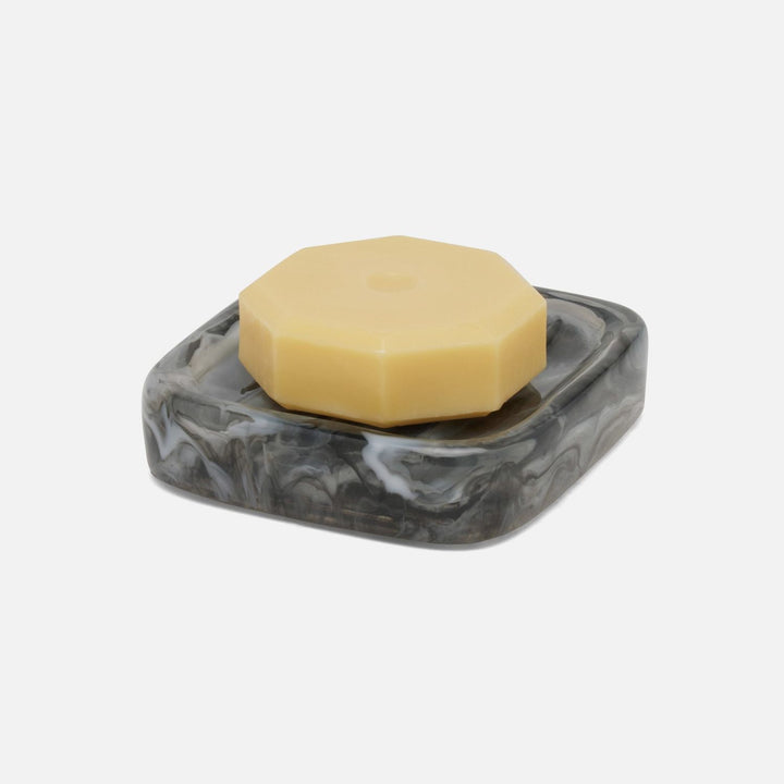 Abiko, Obsidian, Soap Dish W/ Rounded Edges, Square, Cast Resin