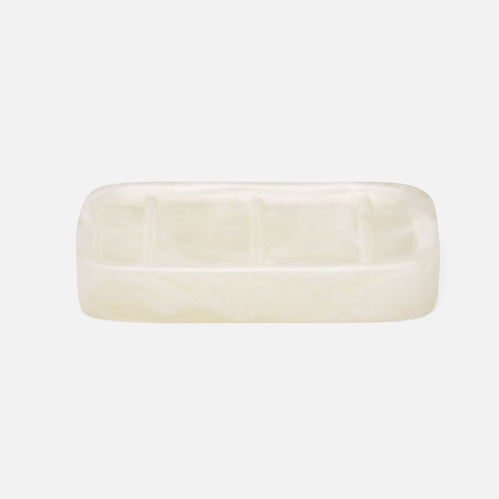 Abiko, Pearl White, Soap Dish W/ Rounded Edges, Rectangular, Cast Resin