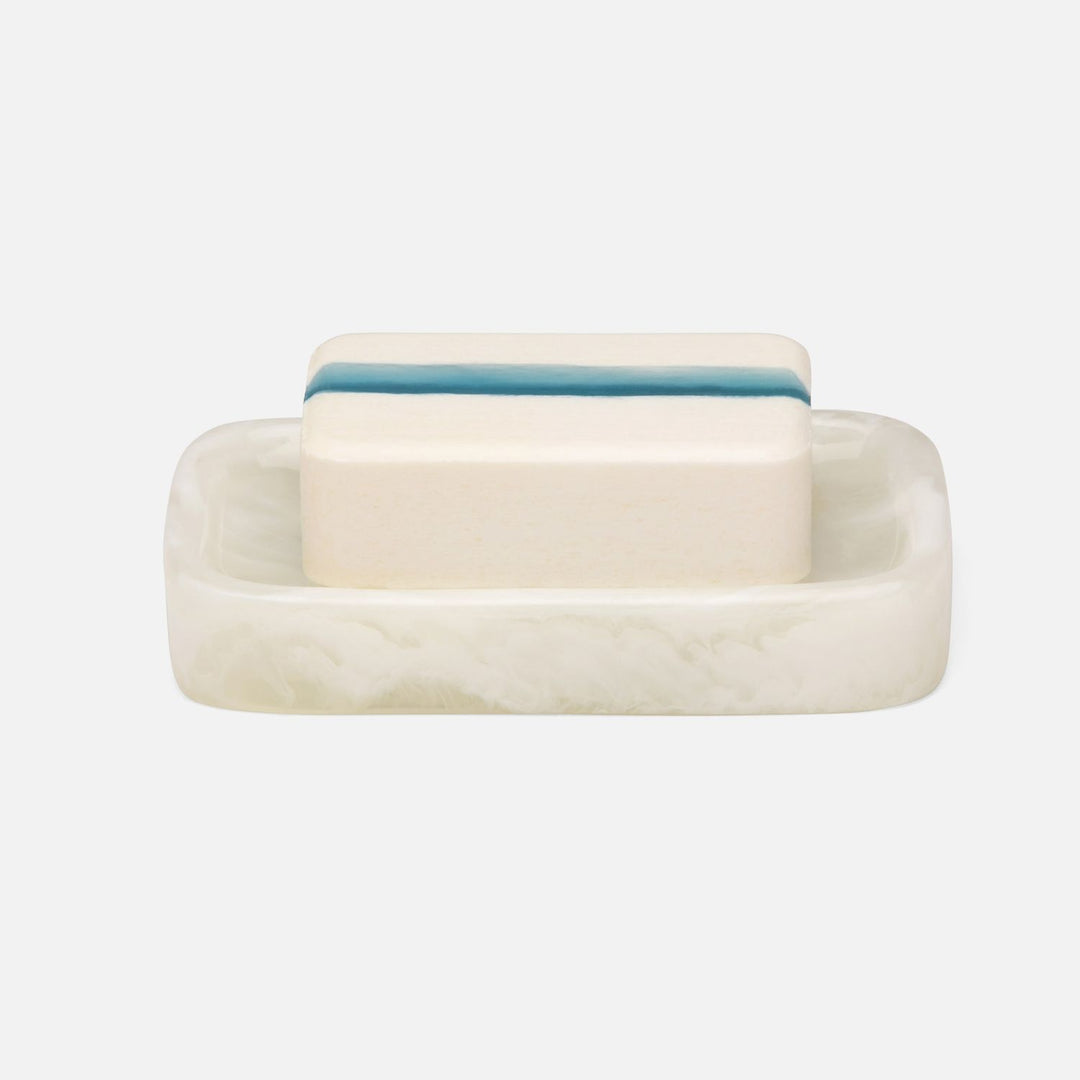 Abiko, Pearl White, Soap Dish W/ Rounded Edges, Rectangular, Cast Resin
