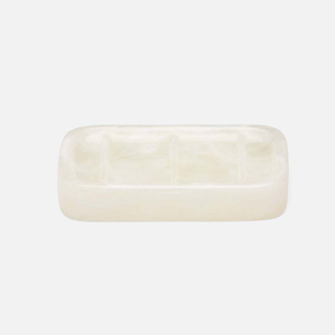 Abiko, Pearl White, Soap Dish W/ Rounded Edges, Rectangular, Cast Resin