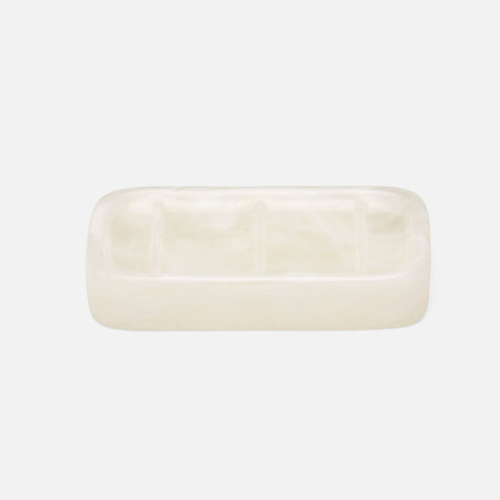 Abiko, Pearl White, Soap Dish W/ Rounded Edges, Rectangular, Cast Resin