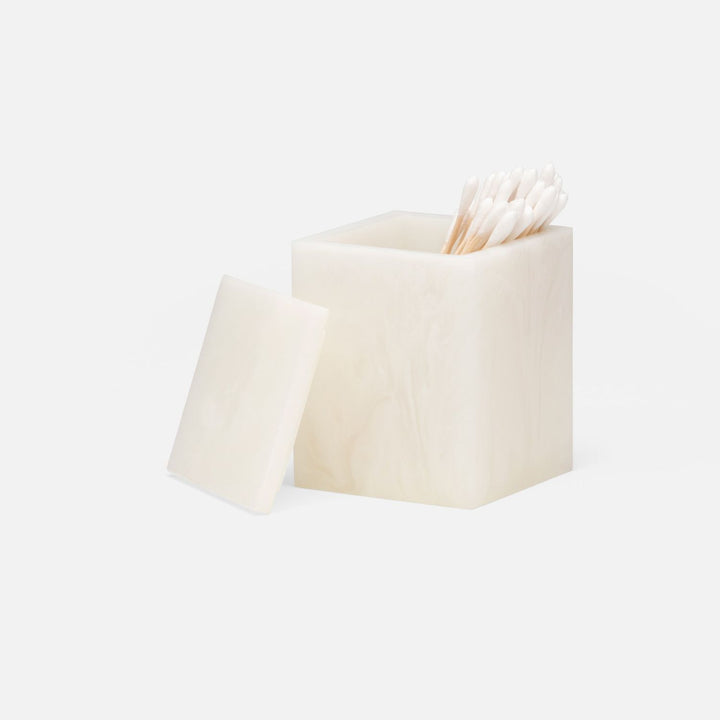 Abiko, Pearl White, Canister, Small, Square Straight, Cast Resin