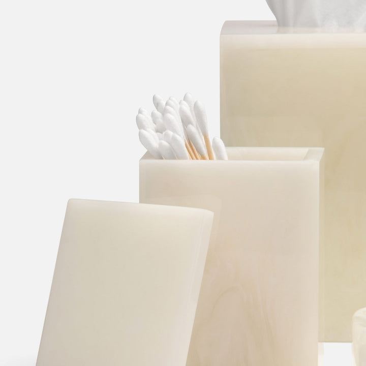Abiko, Pearl White, Canister, Small, Square Straight, Cast Resin