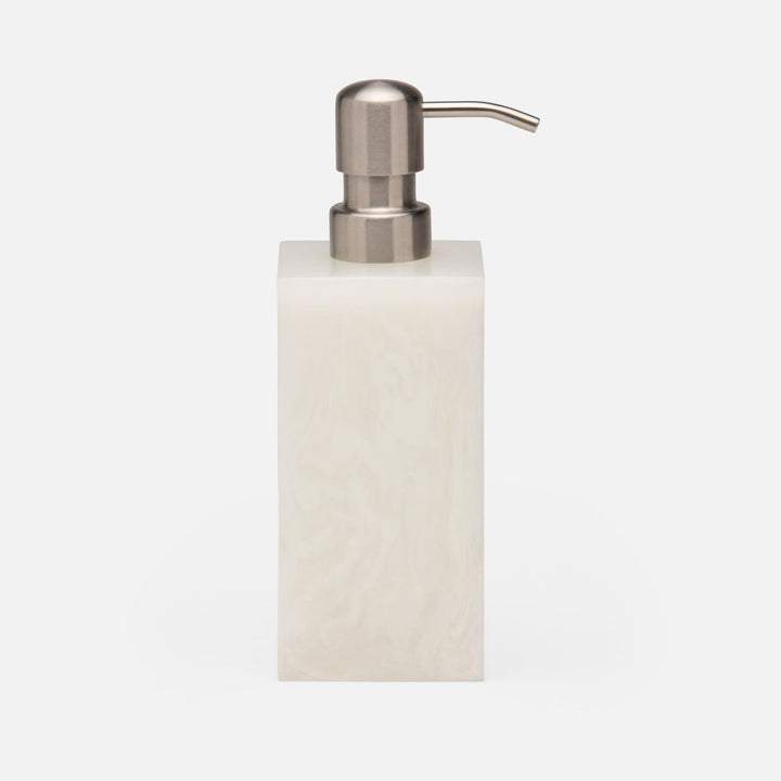 Abiko, Pearl White, Soap Pump, Square Straight, Cast Resin