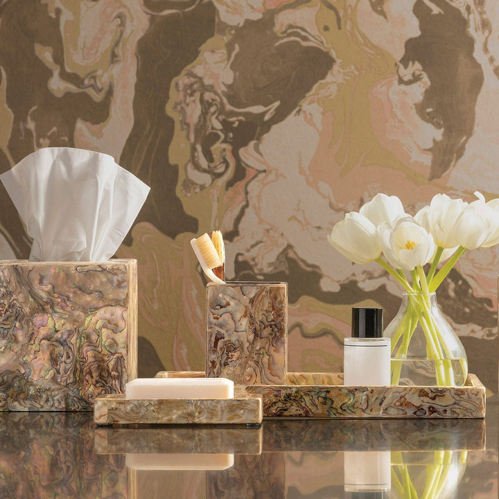 Adana, Marbleized Young Pen, Tissue Box, Square Straight, Shell