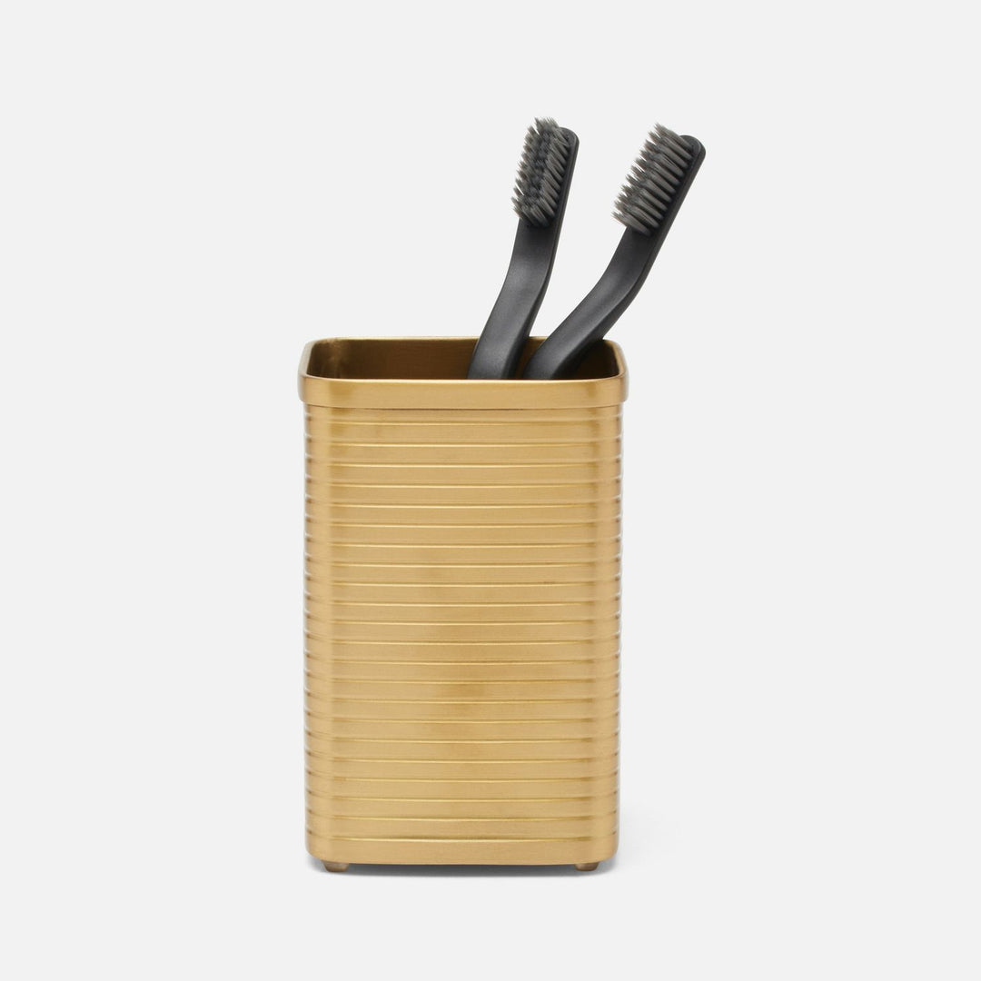 Adelaide, Matte Gold, Brush Holder, Square Straight, Stainless Steel