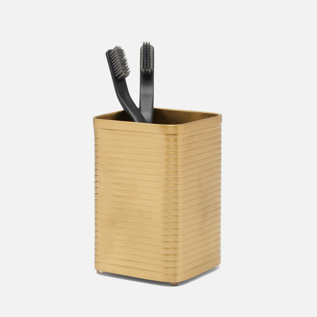 Adelaide, Matte Gold, Brush Holder, Square Straight, Stainless Steel