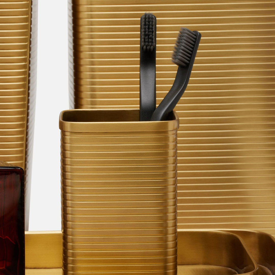 Adelaide, Matte Gold, Brush Holder, Square Straight, Stainless Steel