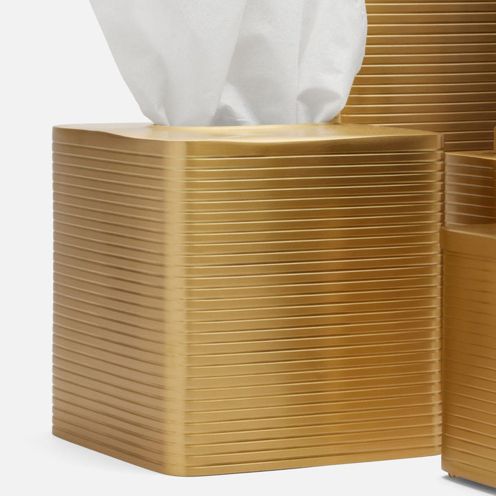 Adelaide, Matte Gold, Tissue Box, Square Straight, Stainless Steel