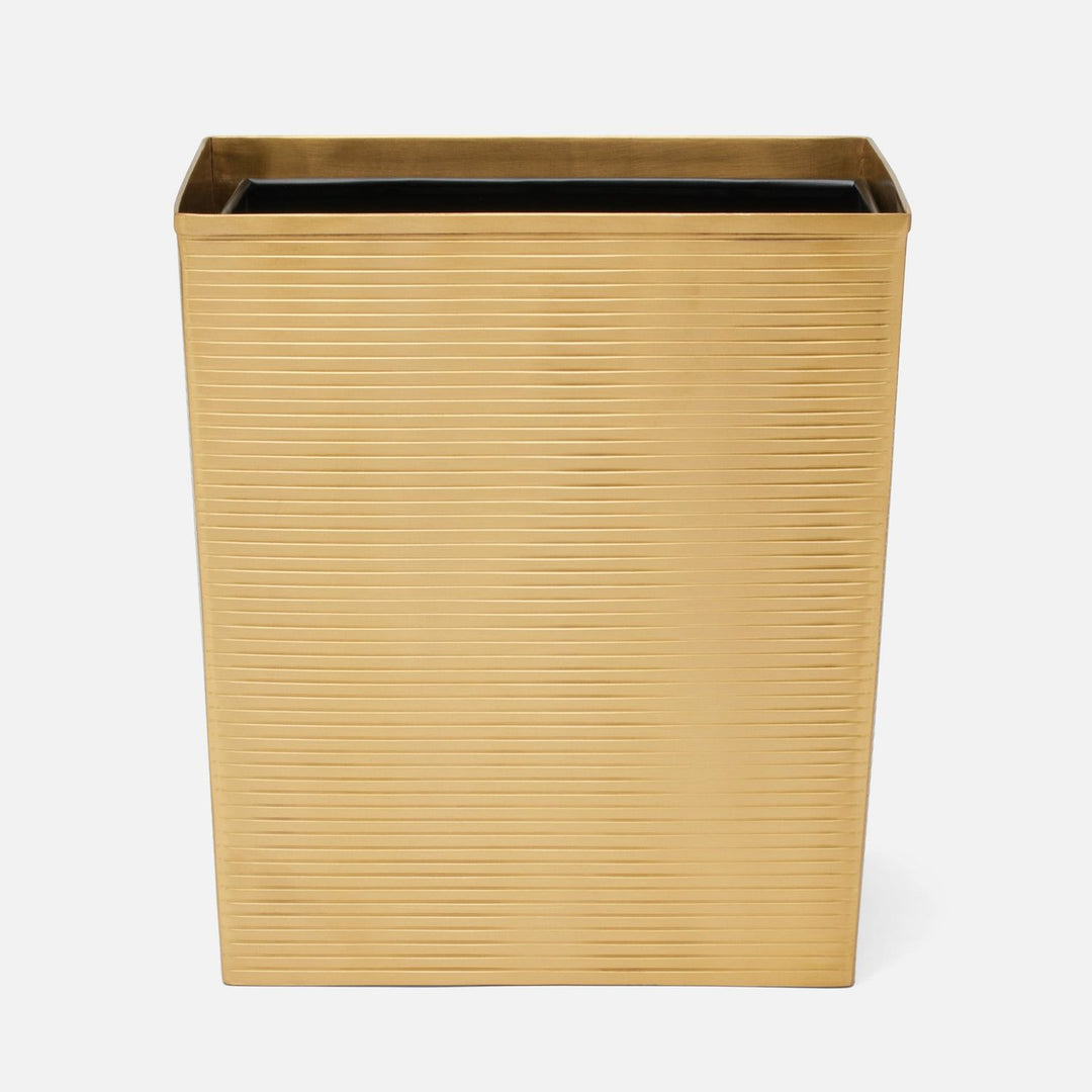 Adelaide, Matte Gold, Wastebasket, Rectangular Tapered, Stainless Steel