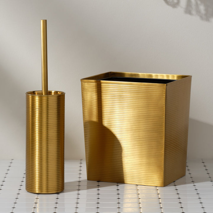 Adelaide, Matte Gold, Wastebasket, Rectangular Tapered, Stainless Steel