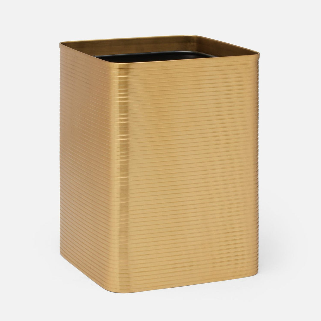 Adelaide, Matte Gold, Wastebasket, Square Straight, Stainless Steel