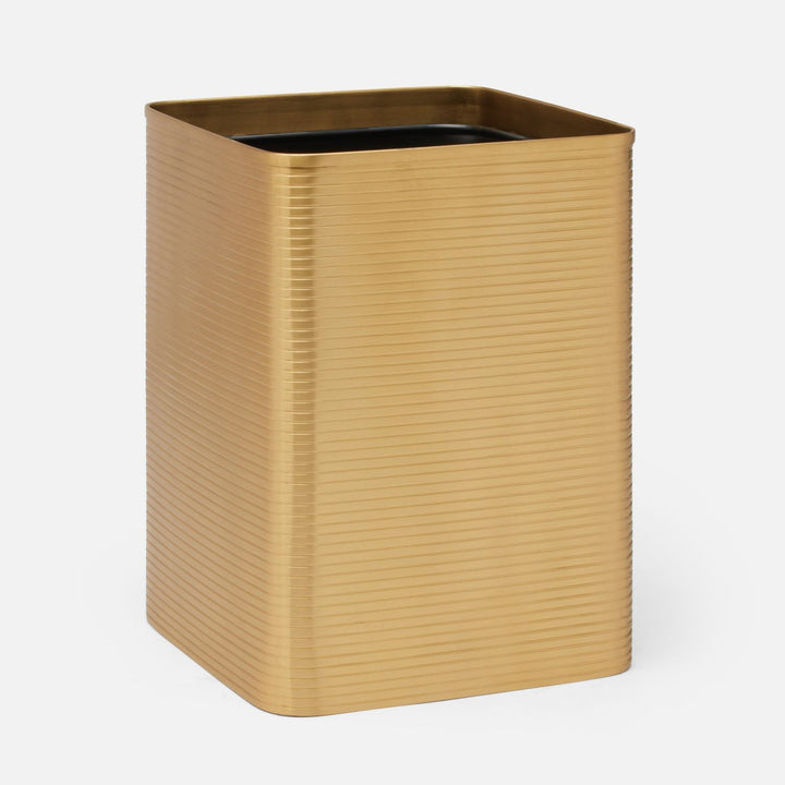 Adelaide, Matte Gold, Wastebasket, Square Straight, Stainless Steel