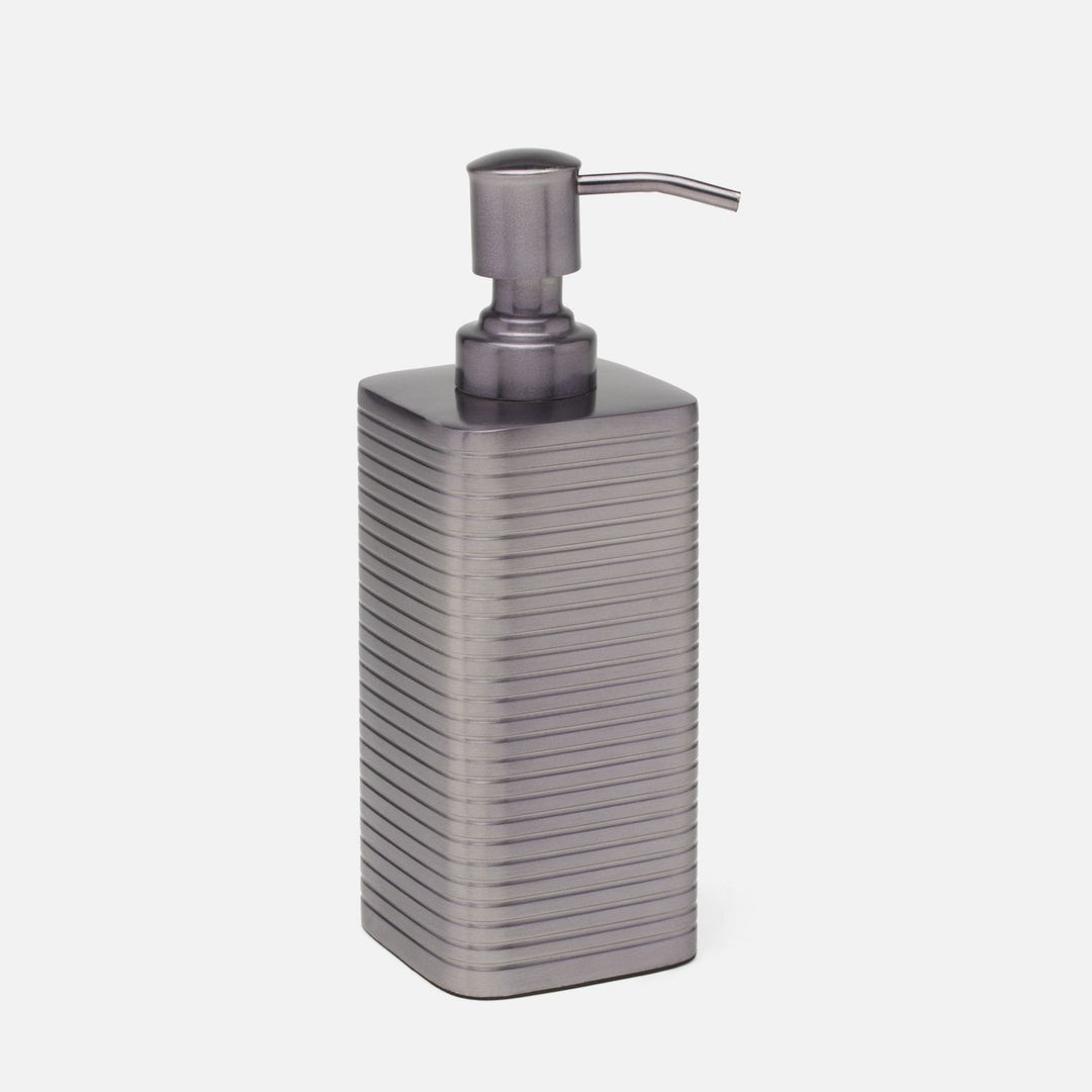 Adelaide, Pewter, Soap Pump, Square Straight, Stainless Steel