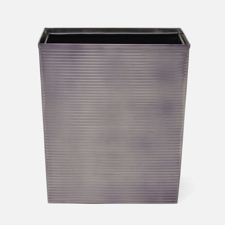 Adelaide, Pewter, Wastebasket, Rectangular Tapered, Stainless Steel