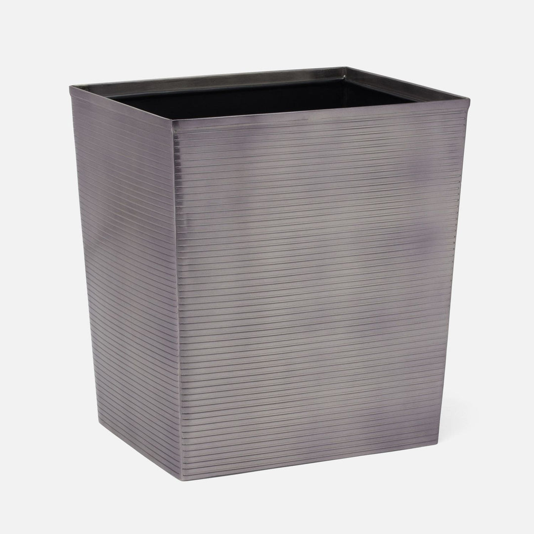 Adelaide, Pewter, Wastebasket, Rectangular Tapered, Stainless Steel