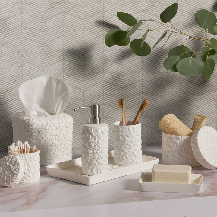 Alanya, White, Brush Holder, Round, Porcelain