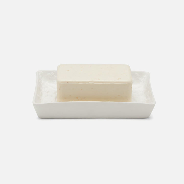Alanya, White, Soap Dish, Rectangular Tapered, Porcelain