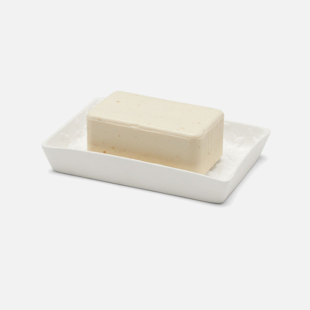 Alanya, White, Soap Dish, Rectangular Tapered, Porcelain