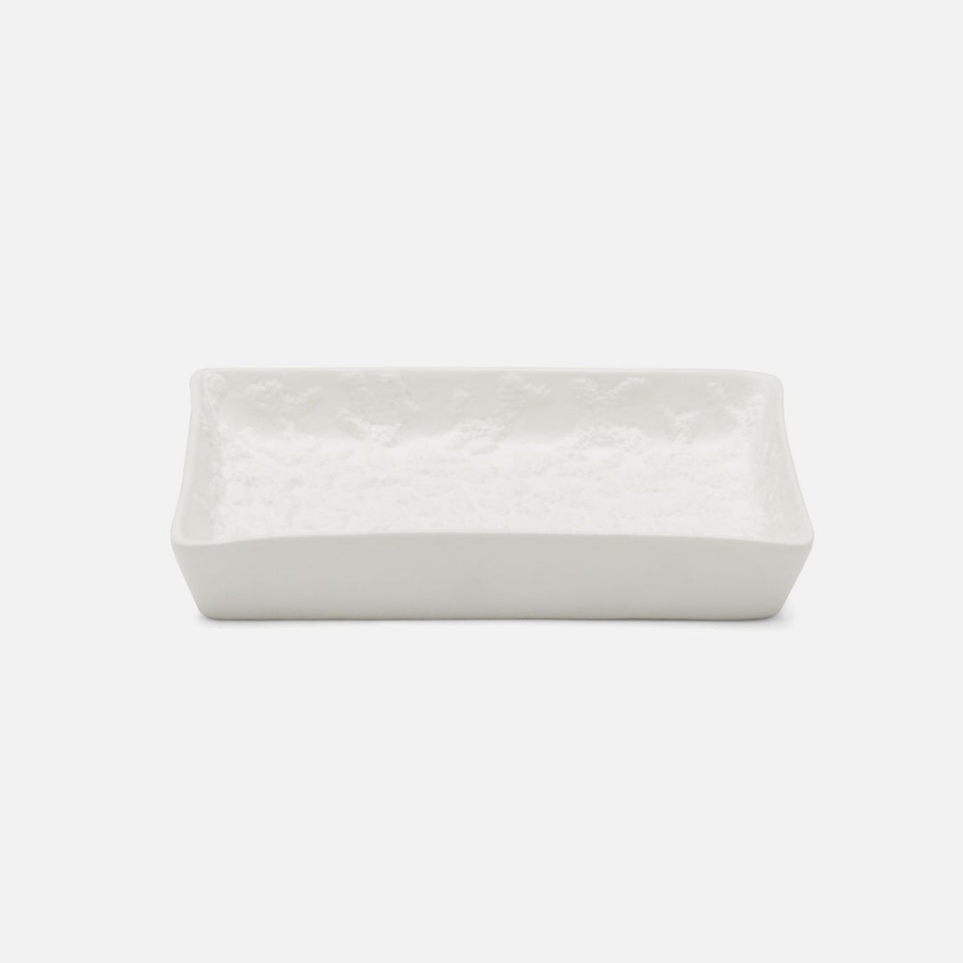 Alanya, White, Soap Dish, Rectangular Tapered, Porcelain