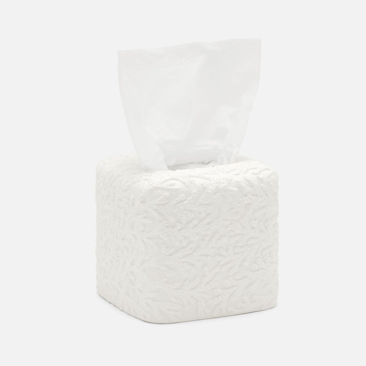 Alanya, White, Tissue Box, Square Straight, Porcelain