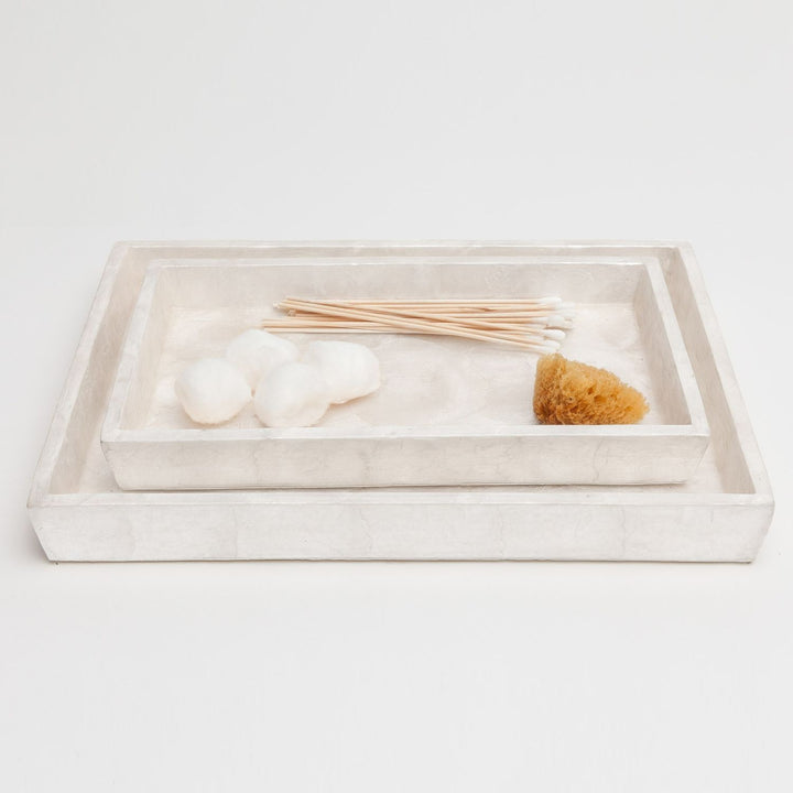 Andria, Smoked, Nested Trays, Rectangular Tapered, Capiz S/2