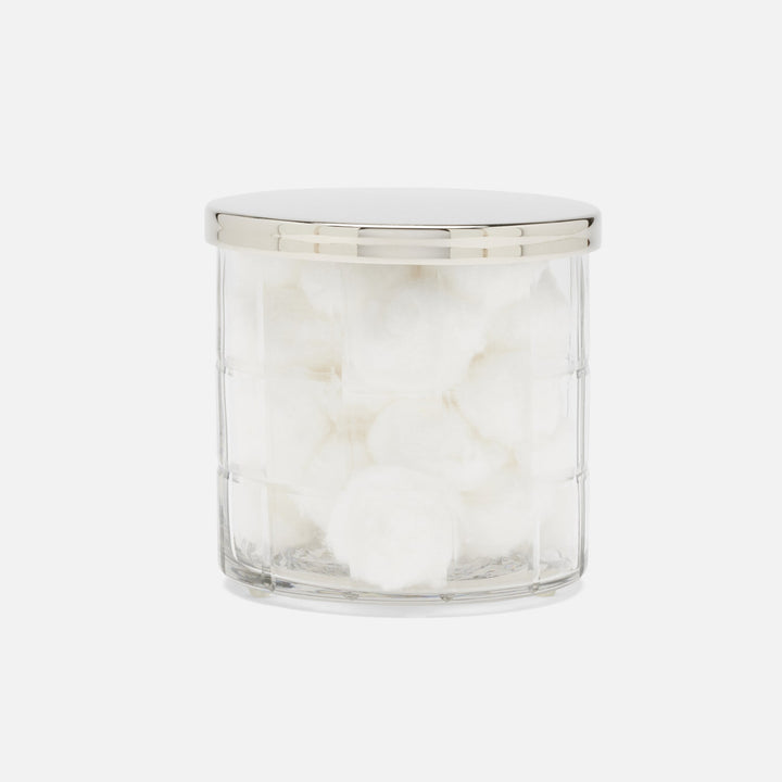 Argos, Clear, Canister, Round, Large, Glass W/Nickel Trim