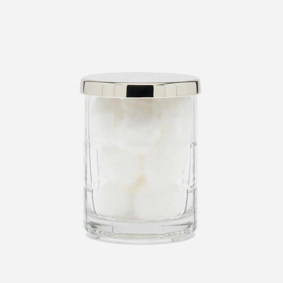 Argos, Clear, Canister, Round, Small, Glass W/Nickel Trim