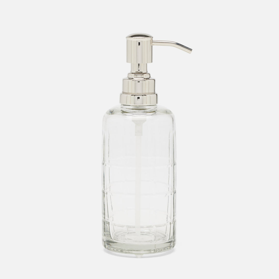 Argos, Clear, Soap Pump, Round, Glass W/Nickel Trim