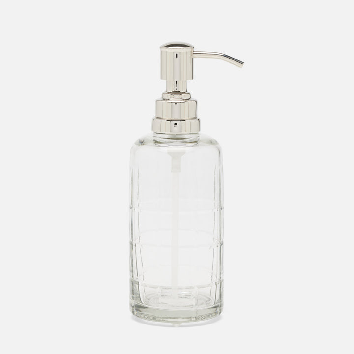 Argos, Clear, Soap Pump, Round, Glass W/Nickel Trim