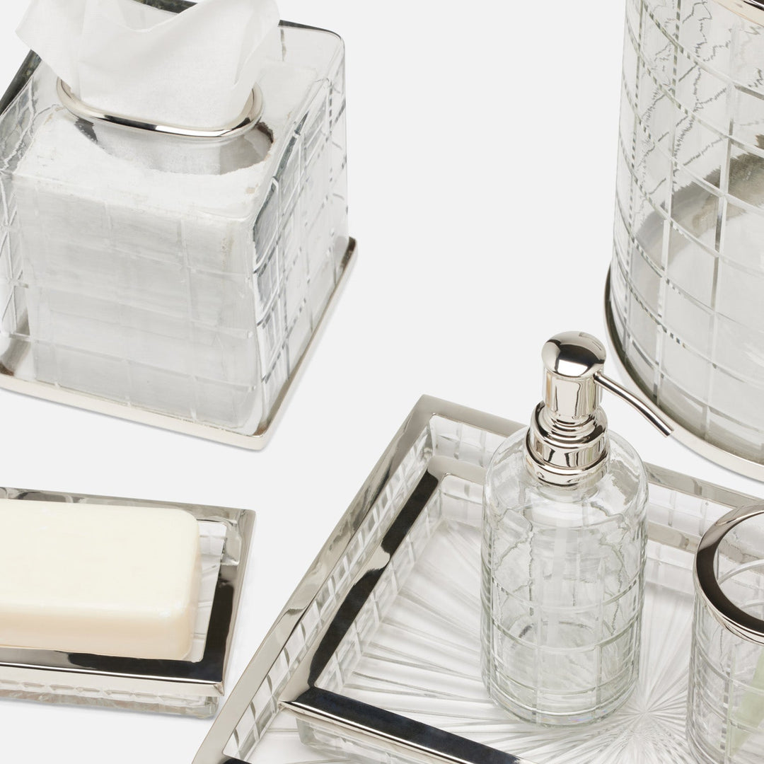 Argos, Clear, Soap Pump, Round, Glass W/Nickel Trim