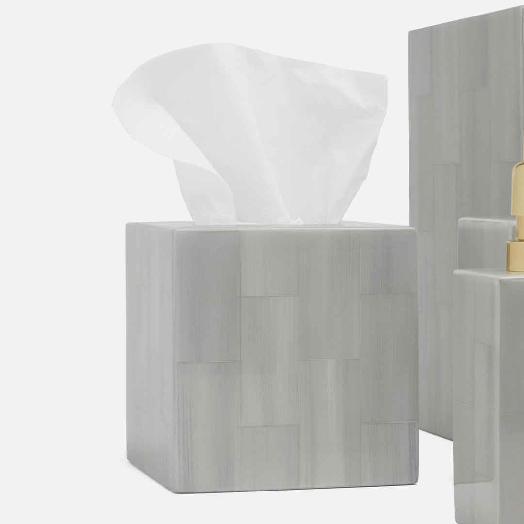 Arles, Light Gray, Tissue Box, Square Straight, Faux Horn