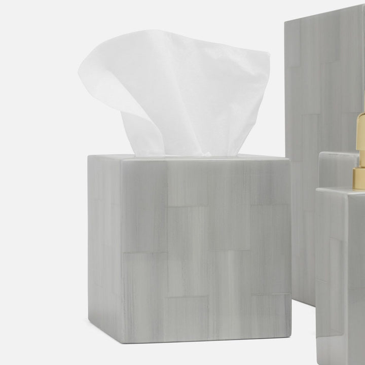 Arles, Light Gray, Tissue Box, Square Straight, Faux Horn