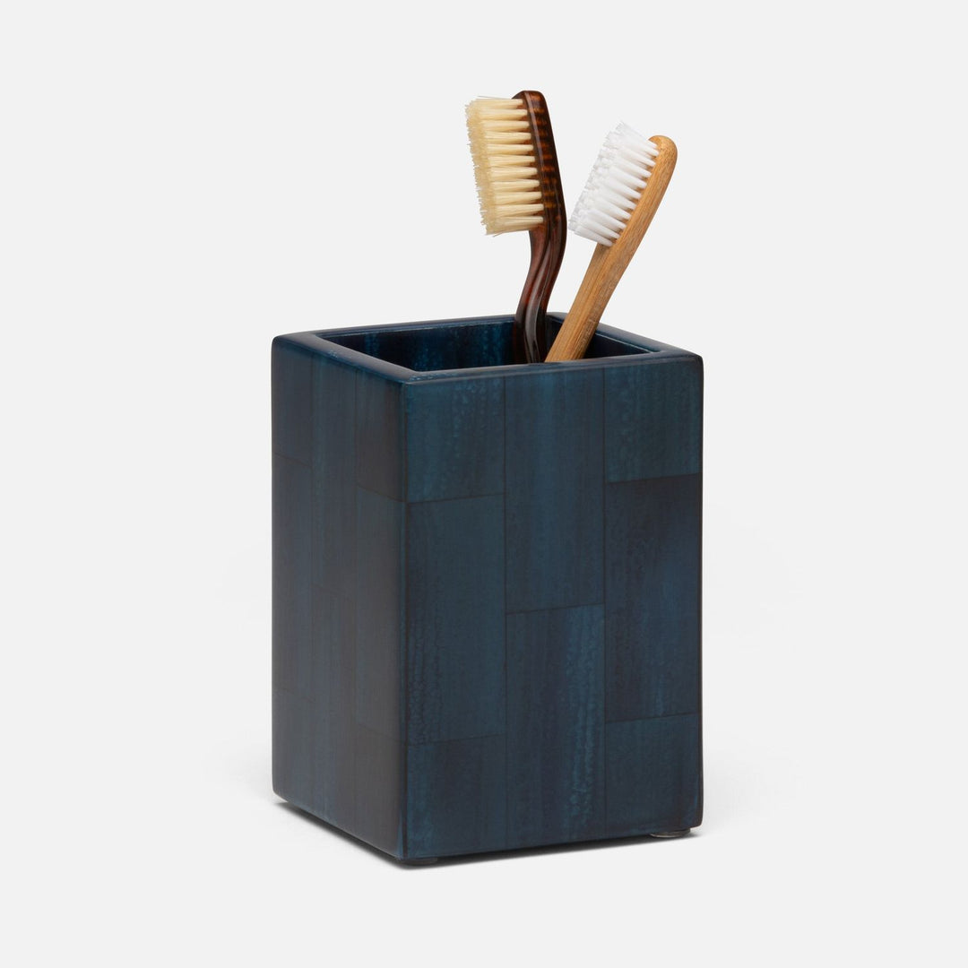Arles, Navy, Brush Holder, Square Straight, Faux Horn