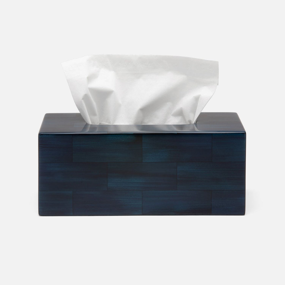 Arles, Navy, Tissue Box, Rectangular Straight, Faux Horn