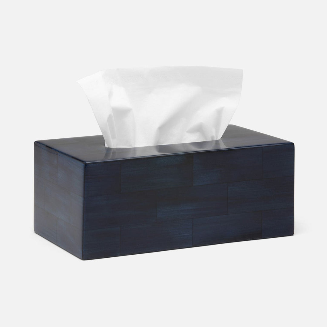 Arles, Navy, Tissue Box, Rectangular Straight, Faux Horn