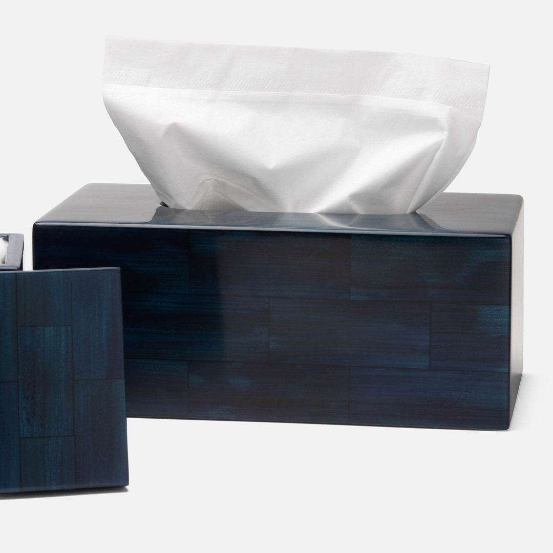 Arles, Navy, Tissue Box, Rectangular Straight, Faux Horn