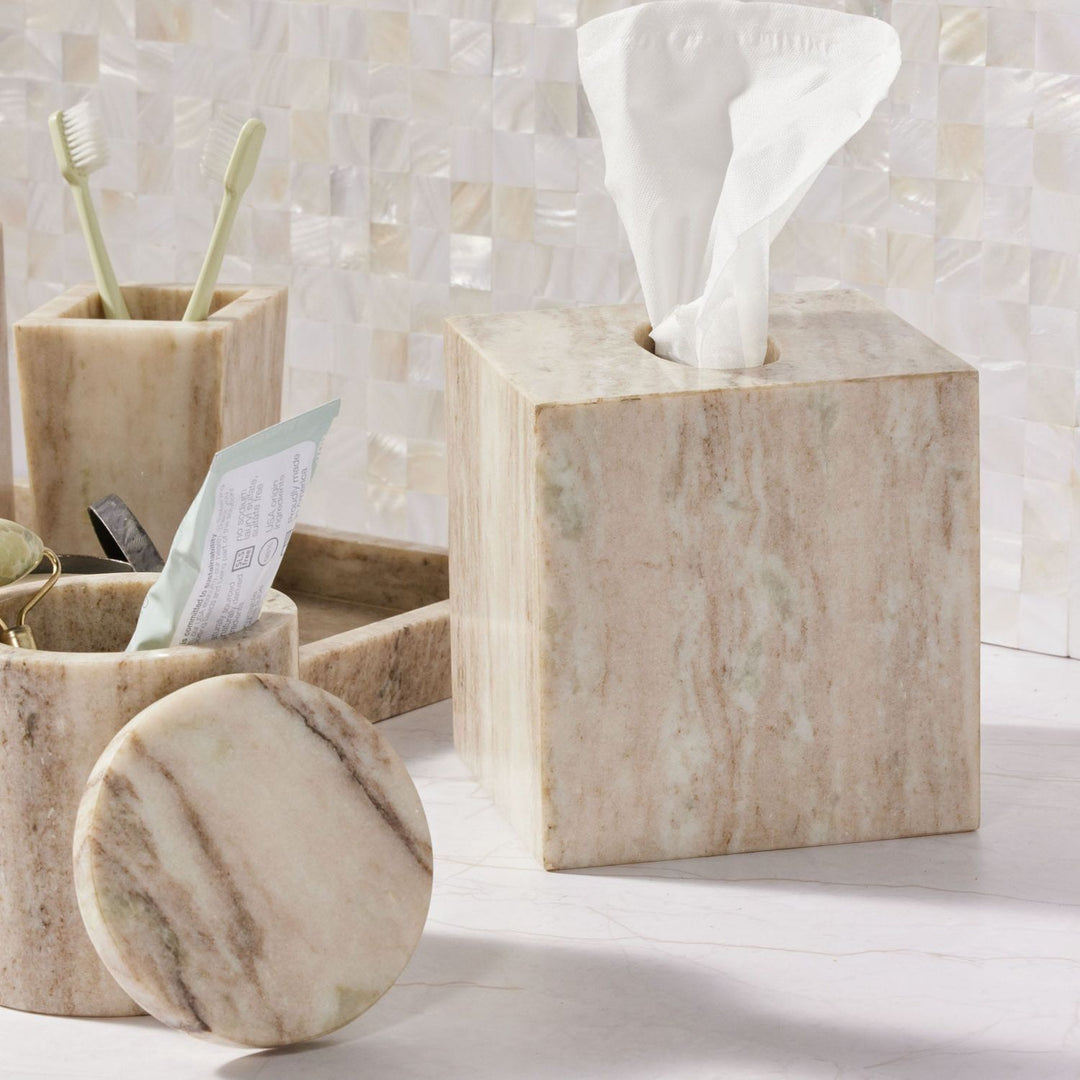 Athlone, Beige, Tissue Box, Square Straight, Marble