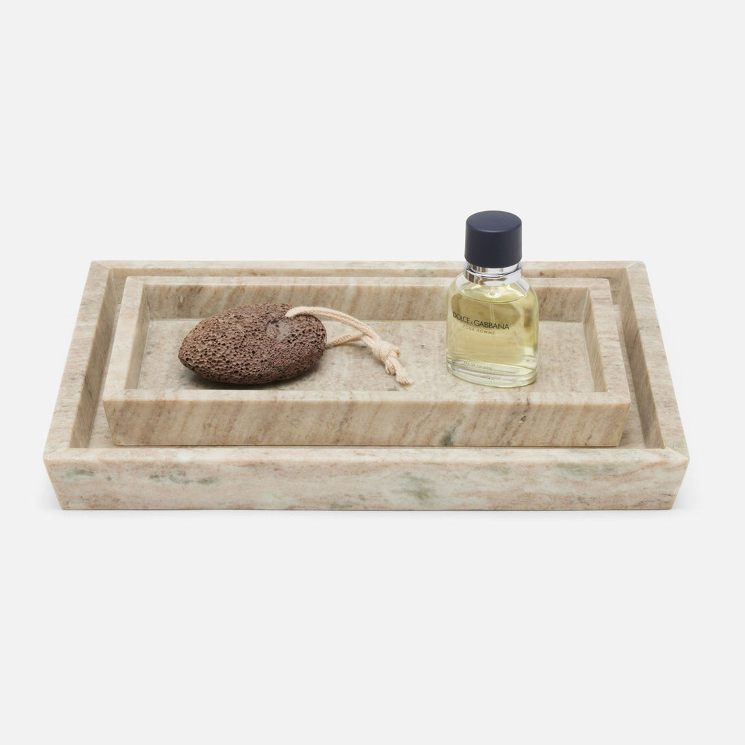 Athlone, Beige, Nested Trays, Rectangular Tapered, Marble, S/2