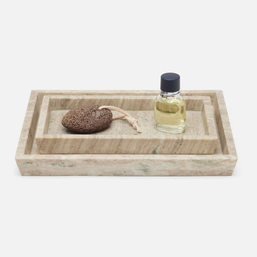 Athlone, Beige, Nested Trays, Rectangular Tapered, Marble, S/2