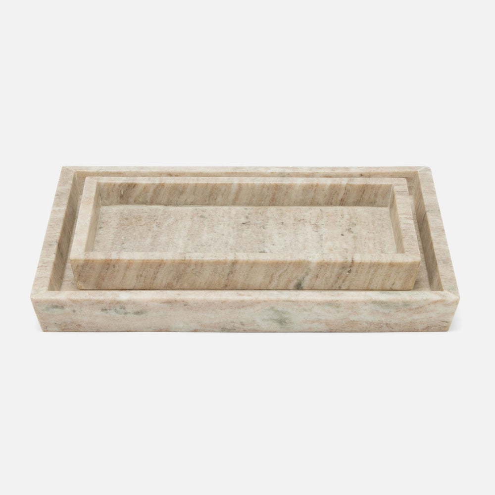 Athlone, Beige, Nested Trays, Rectangular Tapered, Marble, S/2